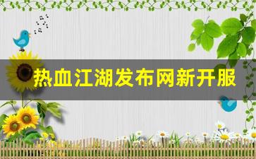 热血江湖发布网新开服(热血江湖今日新开s